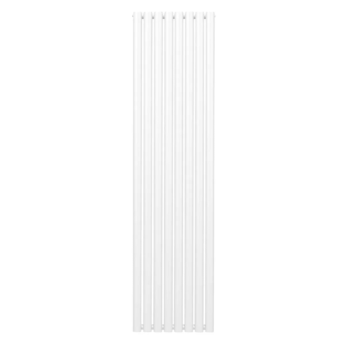 Sleek white oval column radiator, 1800mm x 480mm, featuring a modern design with smooth vertical lines and a glossy finish