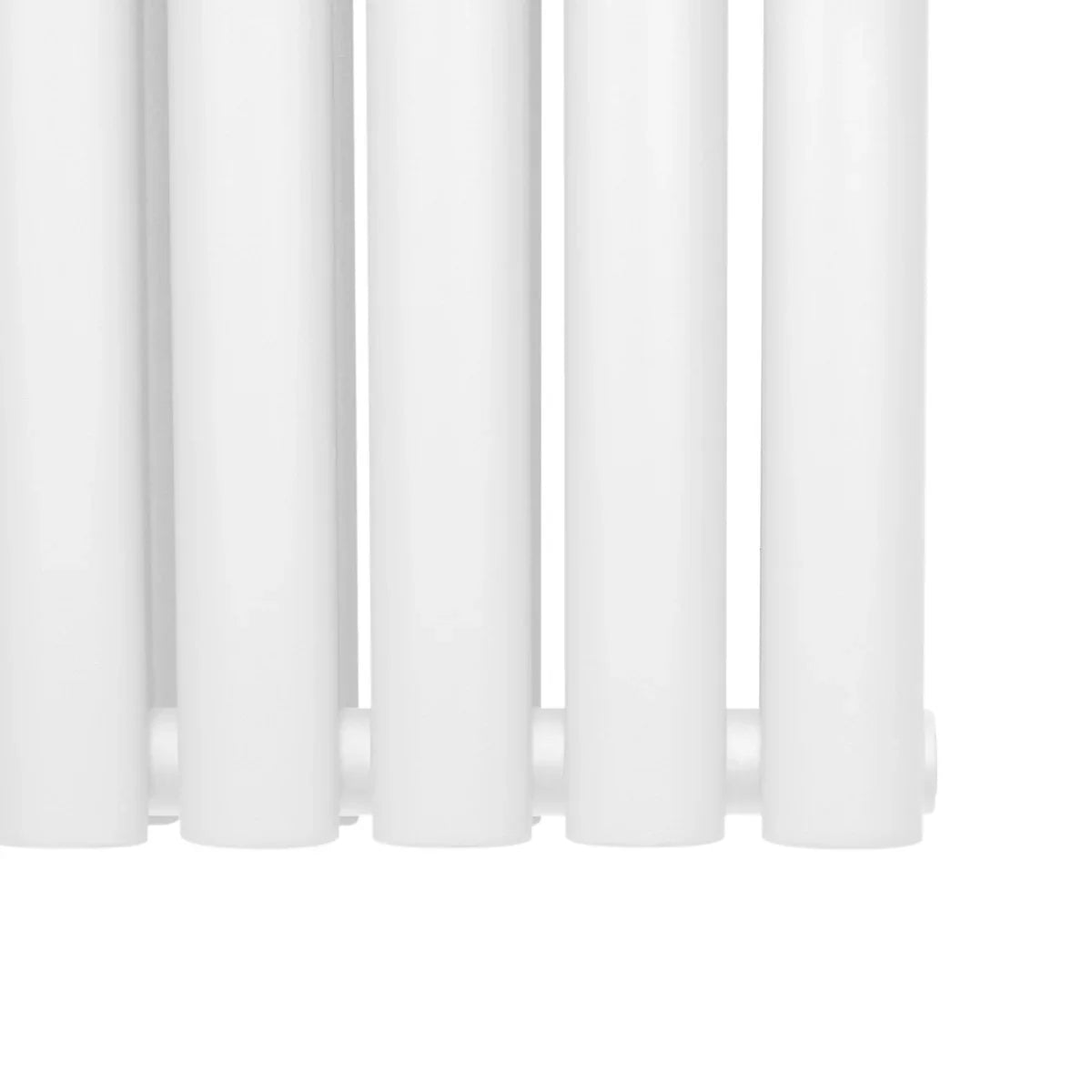 White oval column radiator with a sleek design, featuring smooth, rounded edges and a modern finish, measuring 1800mm x 480mm