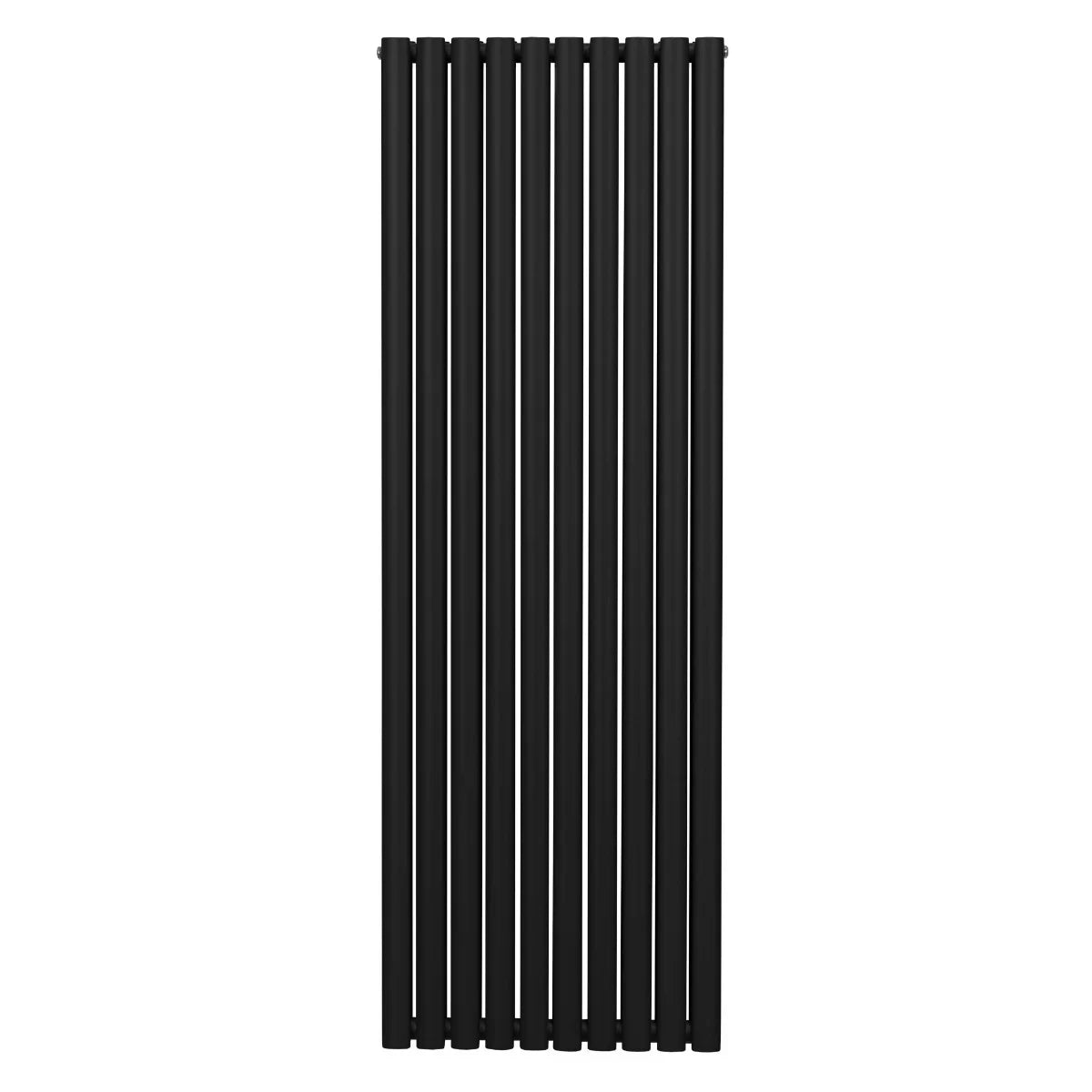 Sleek black oval column radiator, 1800mm x 600mm, featuring vertical bars with a smooth matte finish, ideal for modern interiors