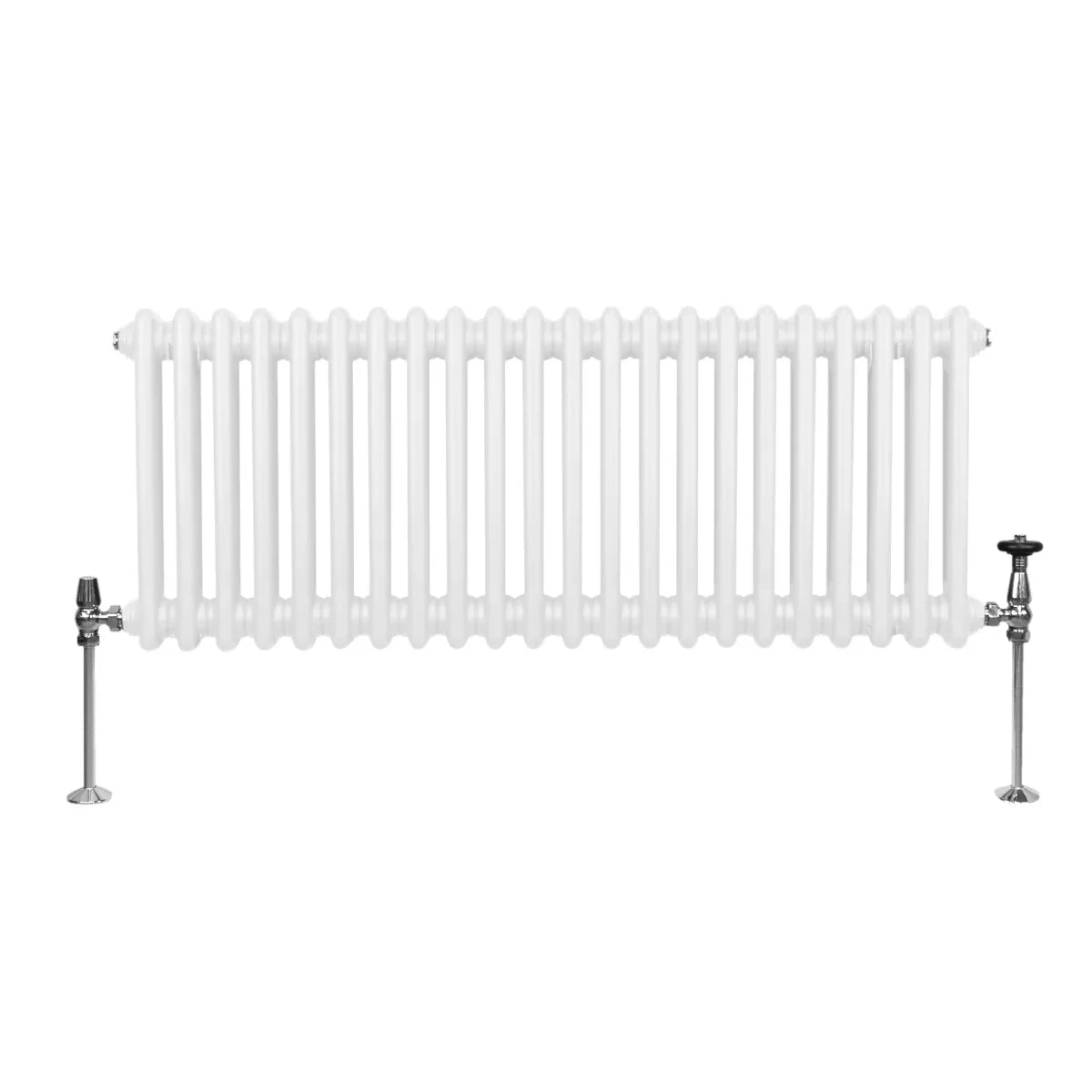 Traditional 2 column radiator in white, 300 x 1012mm, featuring a smooth finish and two side valves for easy installation
