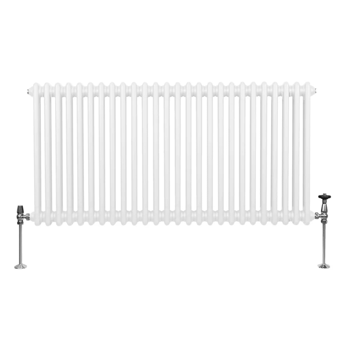Traditional 2 column radiator in white, 600 x 1192mm, featuring a sleek design with smooth, glossy finish and sturdy metal construction