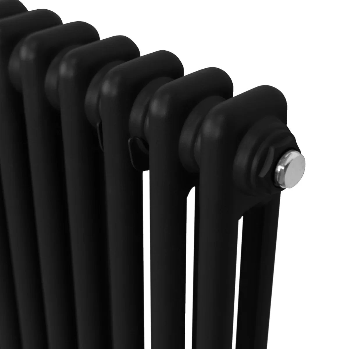 Traditional 2 column radiator in sleek black finish, featuring smooth, rounded edges and a sturdy design for efficient heating