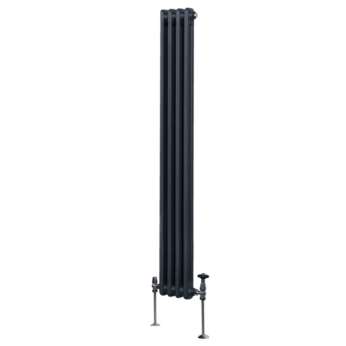 Traditional 2 column radiator in anthracite grey, 1800 x 202mm, featuring a sleek vertical design and sturdy metal construction