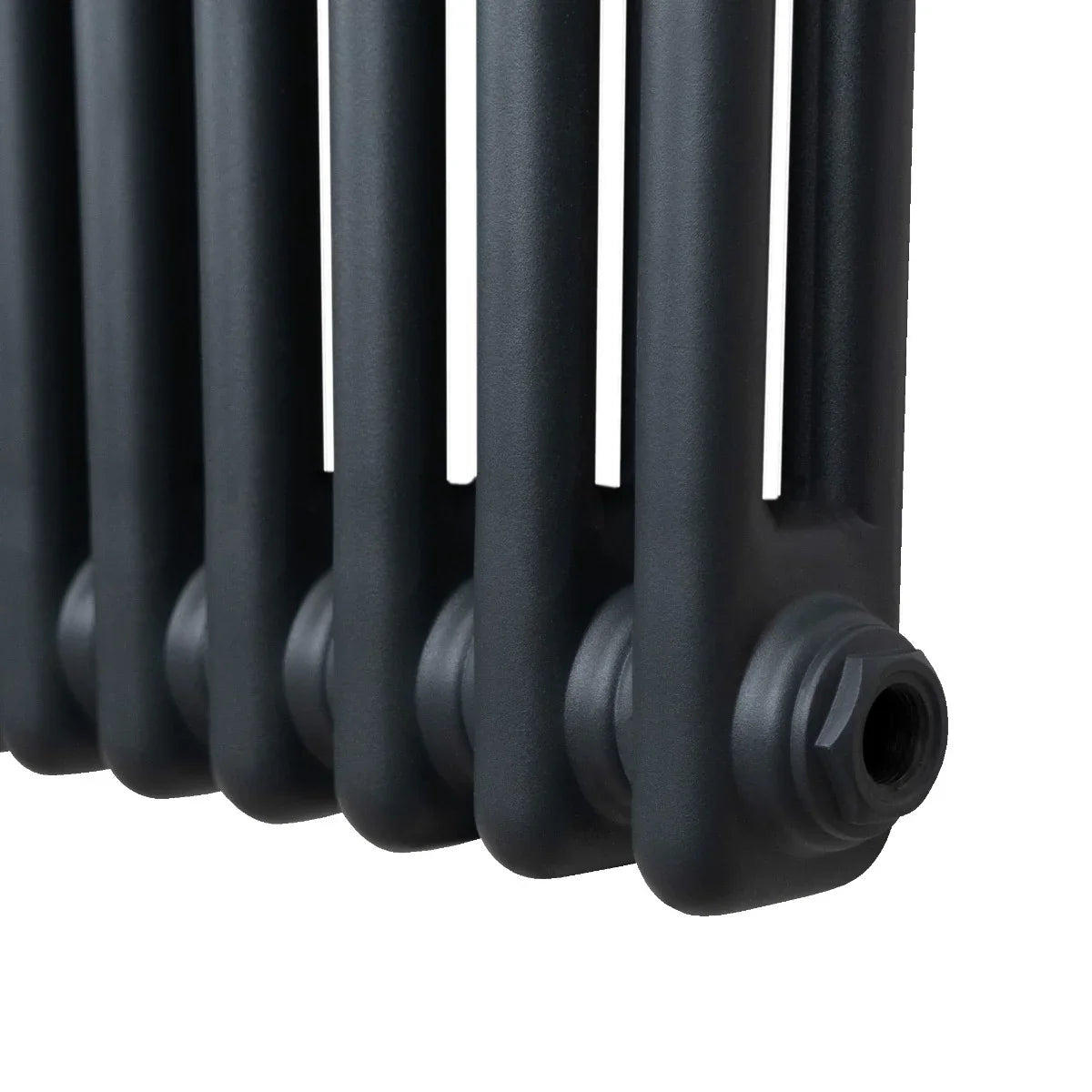 Traditional anthracite grey 2 column radiator, 1800 x 292mm, featuring a sleek, matte finish and rounded edges for modern decor