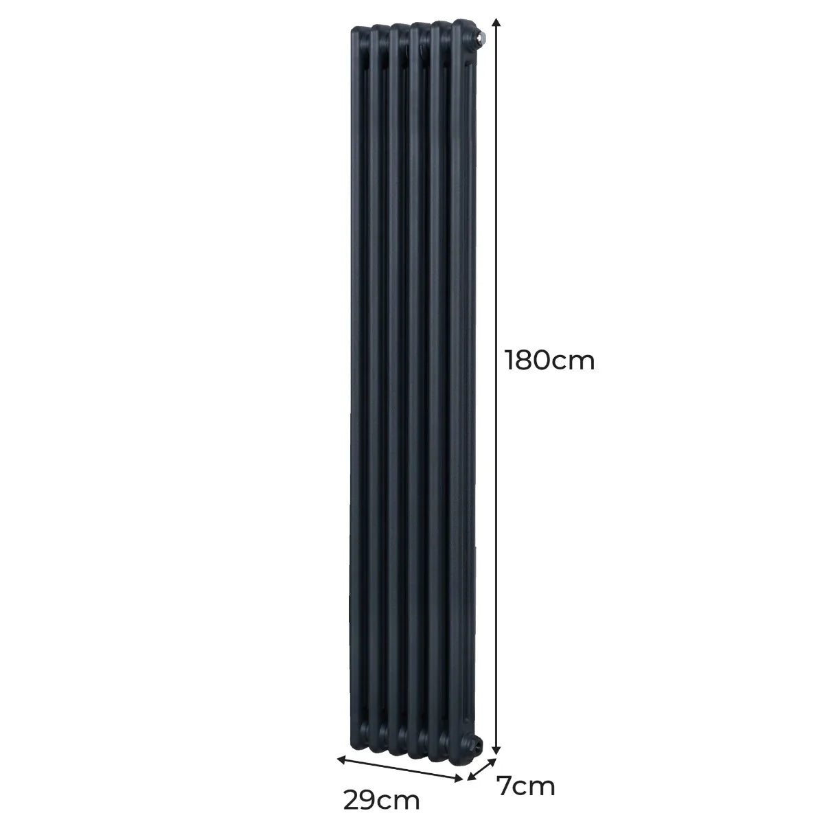 Traditional 2 column radiator in anthracite grey, 1800 x 292mm, featuring a sleek vertical design and smooth metal finish