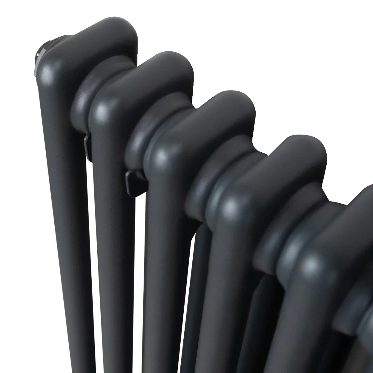 Traditional 2 column radiator in anthracite grey, featuring smooth rounded edges and a sleek, modern design for efficient heating