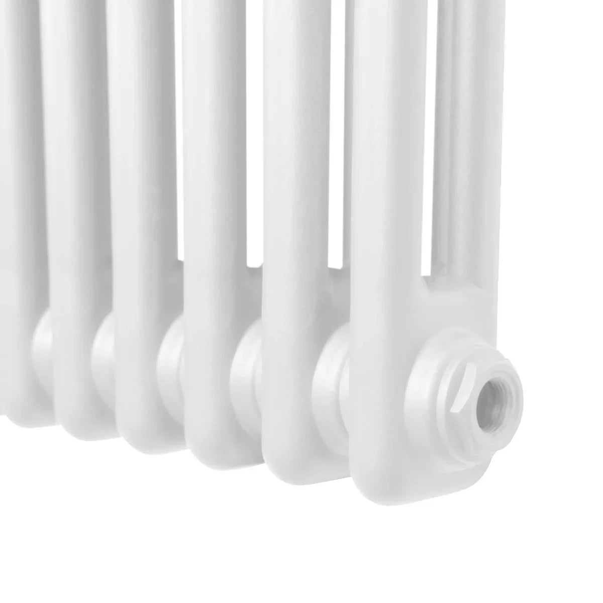 Traditional 2 column radiator in white, featuring a sleek design with smooth, rounded edges and a polished finish, ideal for home heating