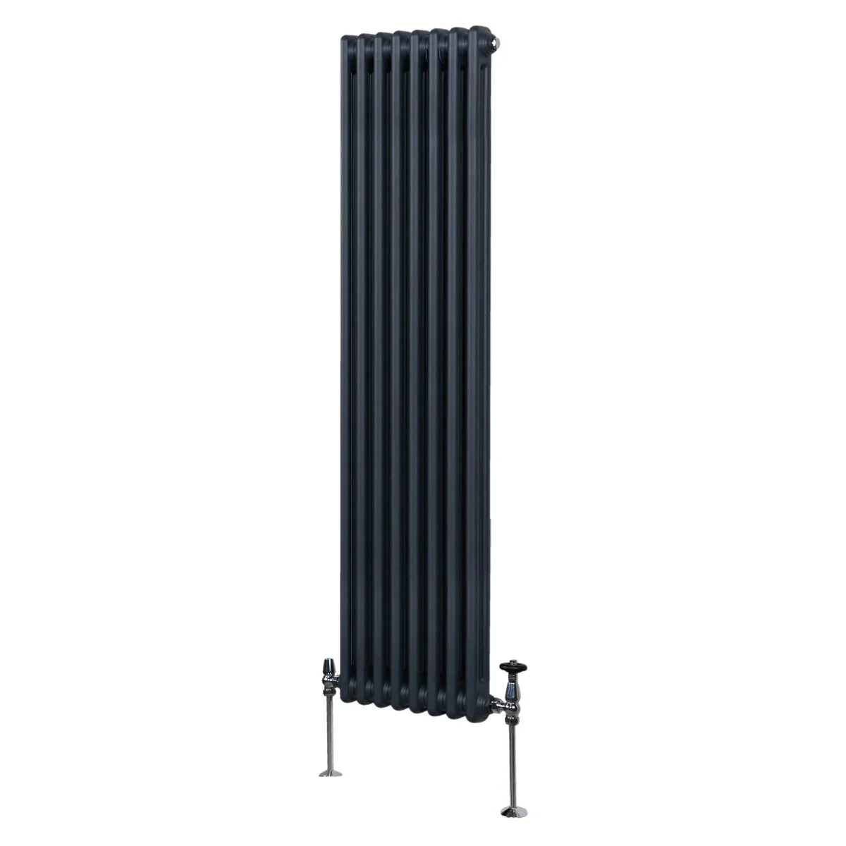 Traditional 2 column radiator in anthracite grey, 1800 x 382mm, featuring a sleek vertical design and smooth finish