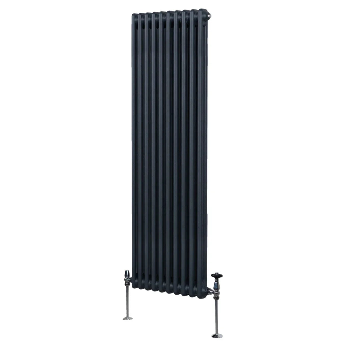 Traditional 2 column radiator in anthracite grey, 1800 x 472mm, featuring a sleek vertical design and textured finish