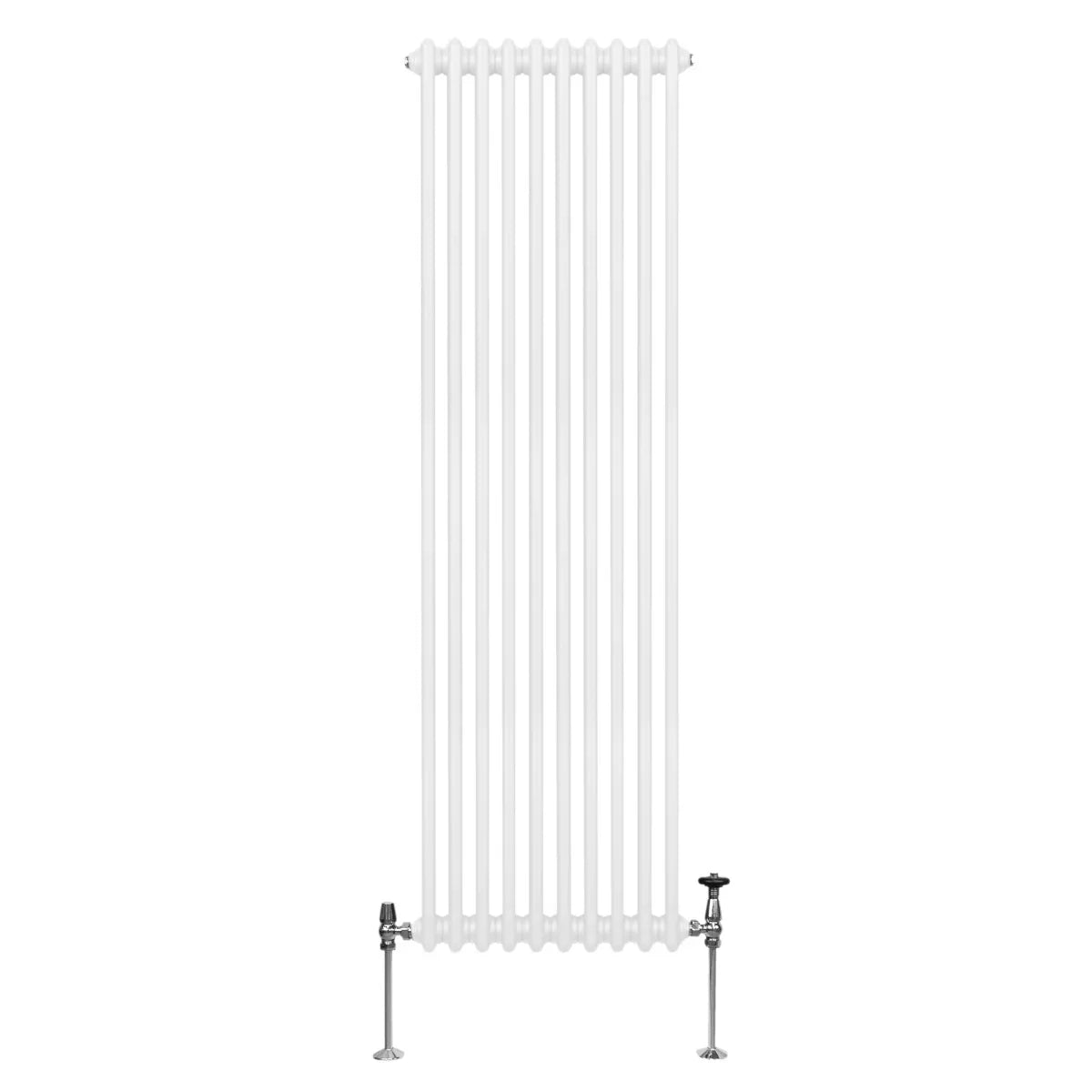 Traditional 2 column radiator in white, 1800 x 472mm, featuring a sleek vertical design with smooth, glossy finish and sturdy feet