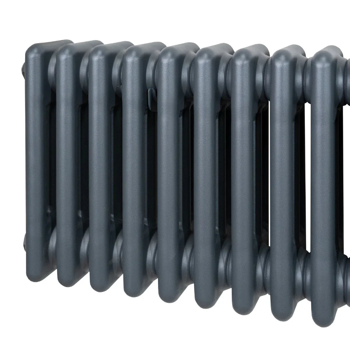 Traditional 3 column radiator in anthracite grey, featuring a sleek, smooth finish and rounded edges, ideal for modern interiors