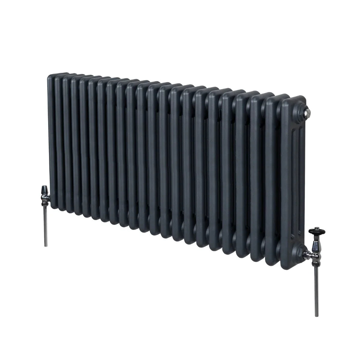 Traditional anthracite grey 3 column radiator, 600 x 1012mm, featuring a sleek design with smooth, rounded edges and a sturdy finish
