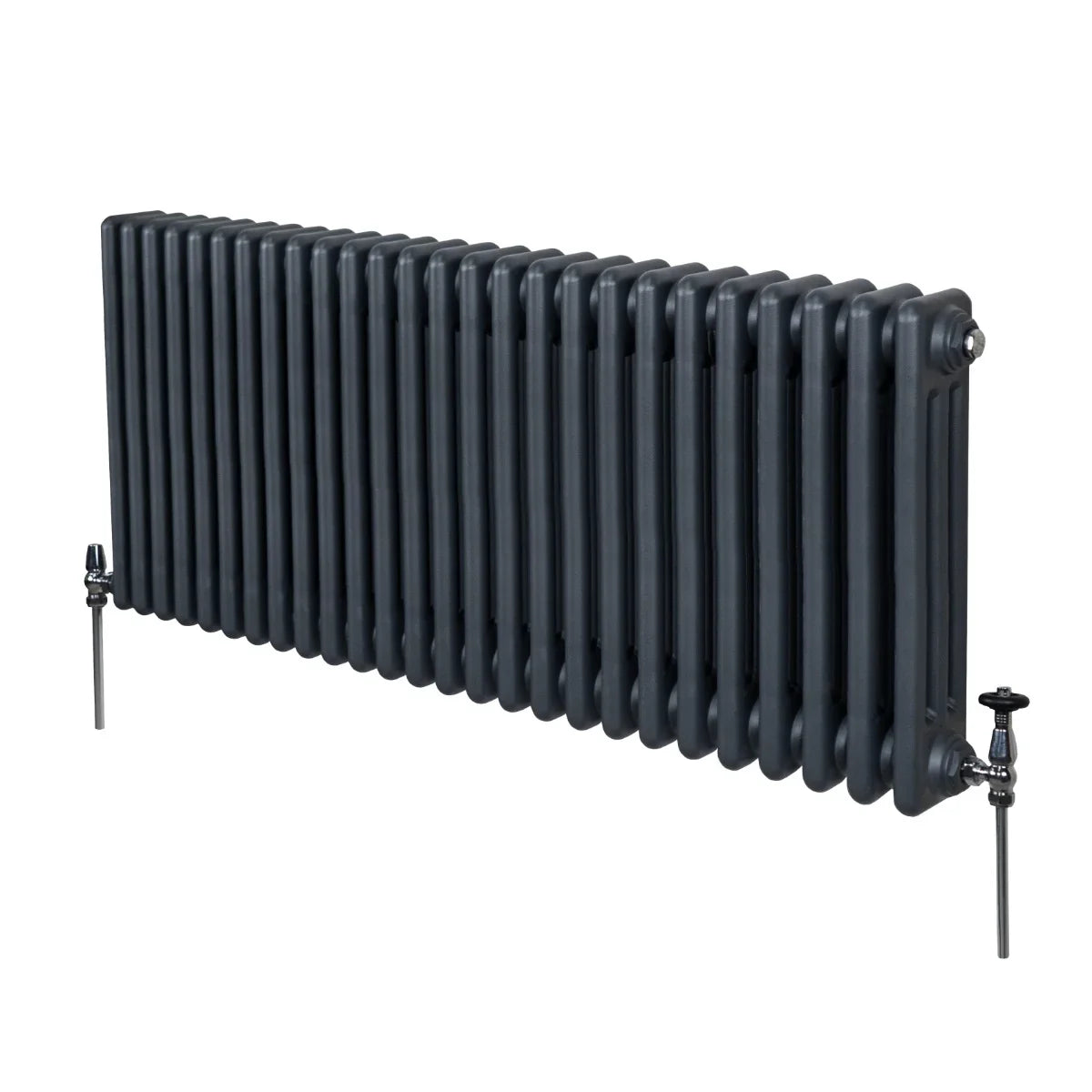 Traditional 3 column radiator in anthracite grey, featuring a sleek, smooth finish and sturdy metal construction, ideal for modern interiors