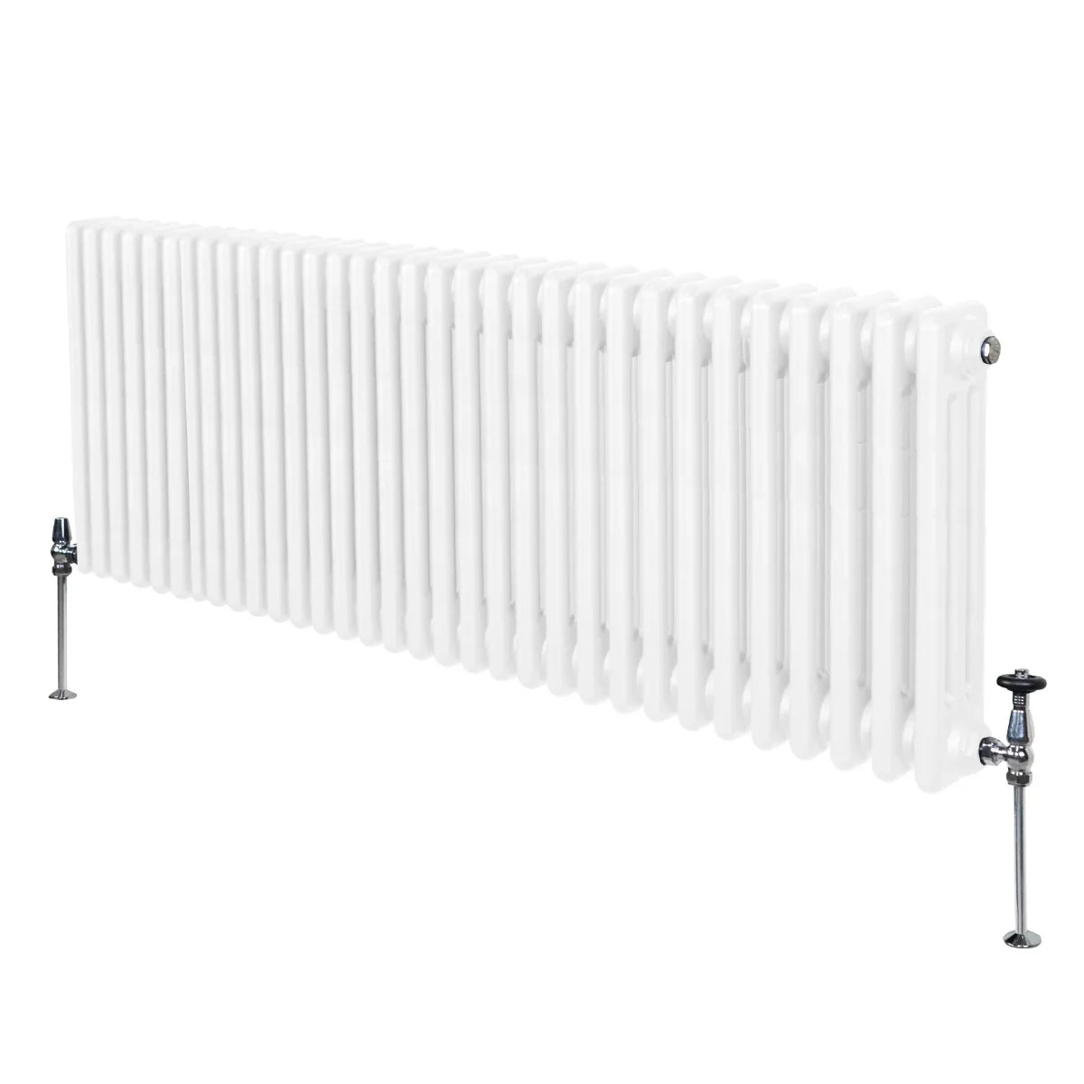 Traditional white 3 column radiator, 600 x 1462mm, featuring a smooth finish and sturdy side valves for efficient heating