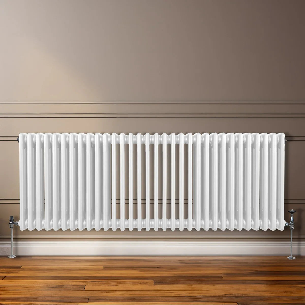 Traditional 3 column radiator in white, 600 x 1462mm, featuring a sleek design with smooth, glossy finish against a neutral wall
