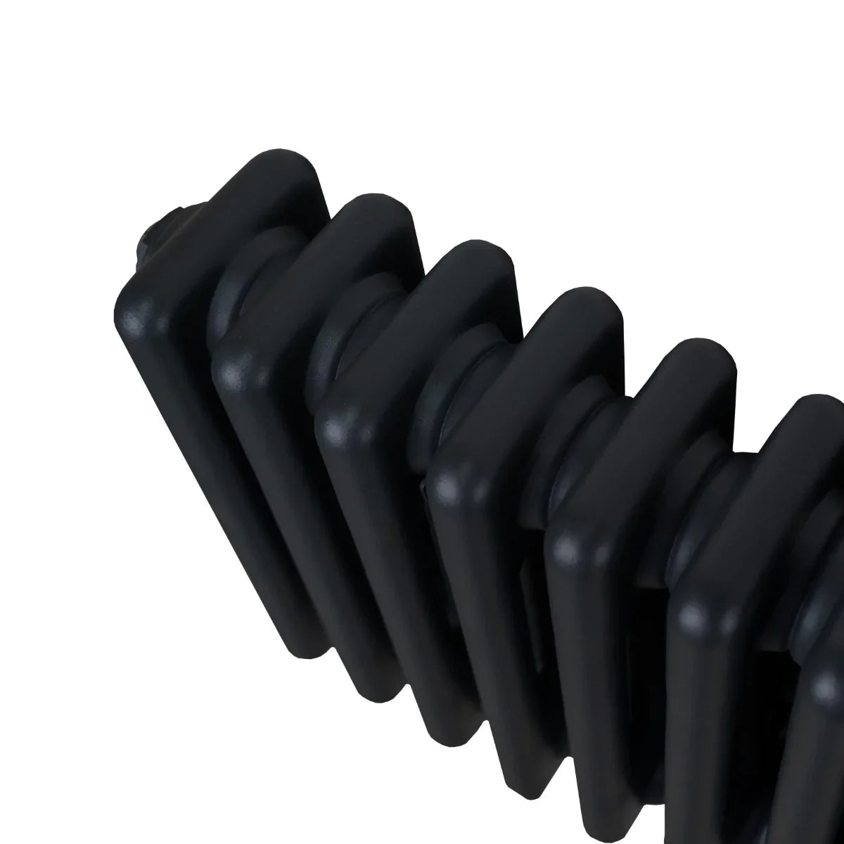 Traditional black 3 column radiator with a sleek, modern design, featuring smooth, rounded edges and a matte finish, measuring 600 x 1462mm