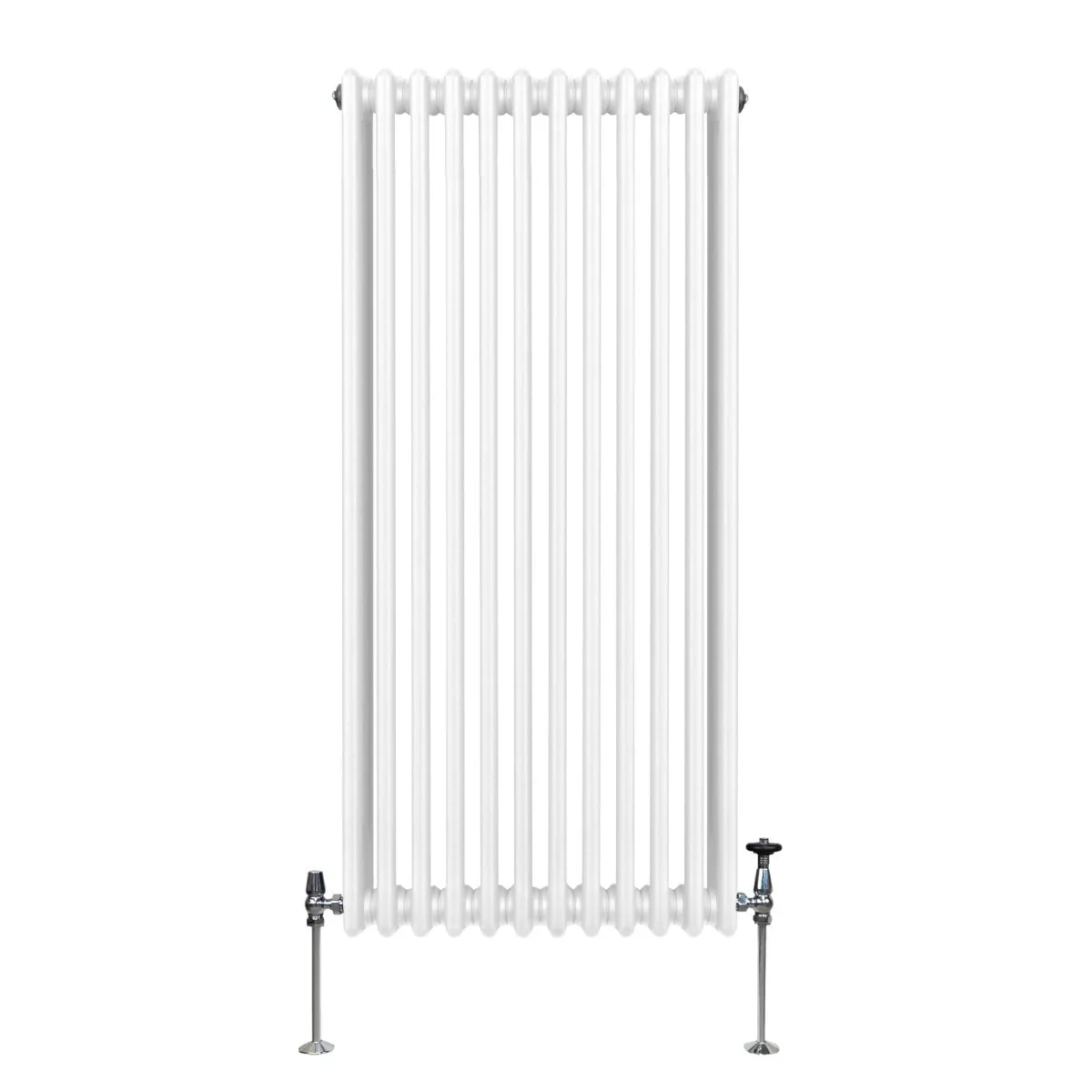 Traditional 3 column radiator in white, measuring 1500 x 562mm, featuring a sleek, smooth finish and sturdy metal construction