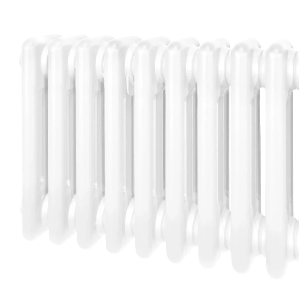 Traditional 3 column radiator in white, featuring a sleek, smooth finish and a compact design, ideal for efficient heating