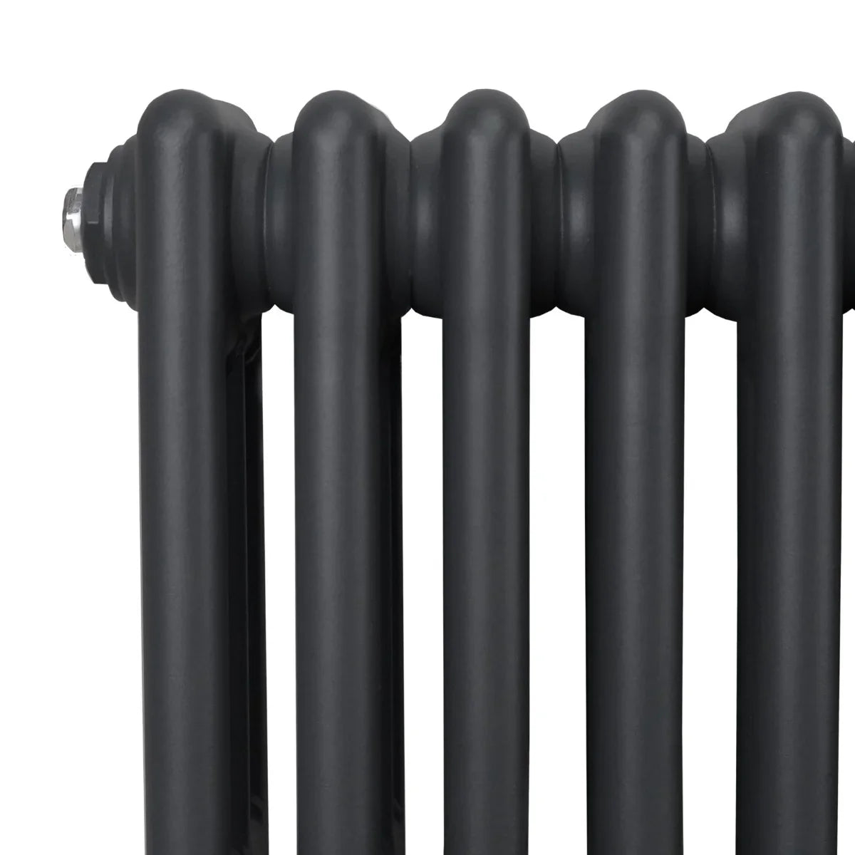 Traditional 3 column radiator in anthracite grey, featuring smooth, rounded edges and a sleek, modern design for efficient heating