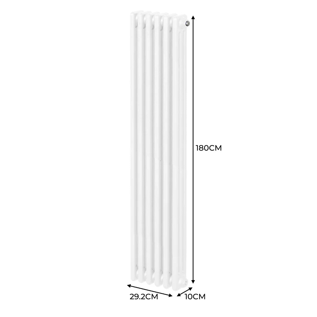 Traditional 3 column radiator in white, measuring 1800mm by 292mm, featuring a sleek, vertical design and smooth finish