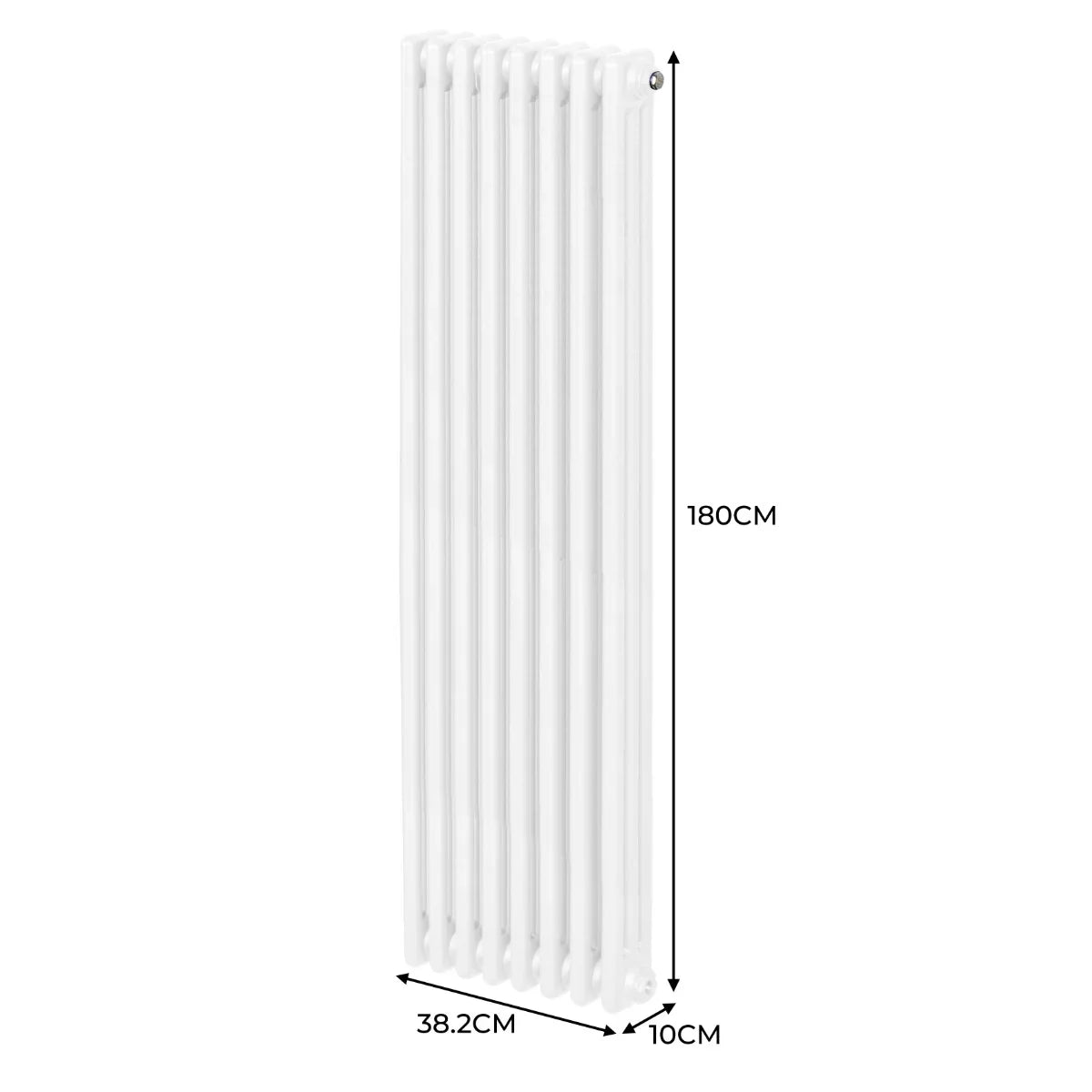 Traditional 3 column radiator in white, measuring 1800 x 382mm, featuring a sleek vertical design and smooth finish