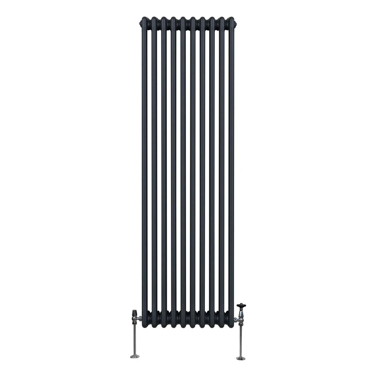 Traditional 3 column radiator in anthracite grey, 1800 x 472mm, featuring a sleek vertical design with smooth, rounded edges and sturdy feet