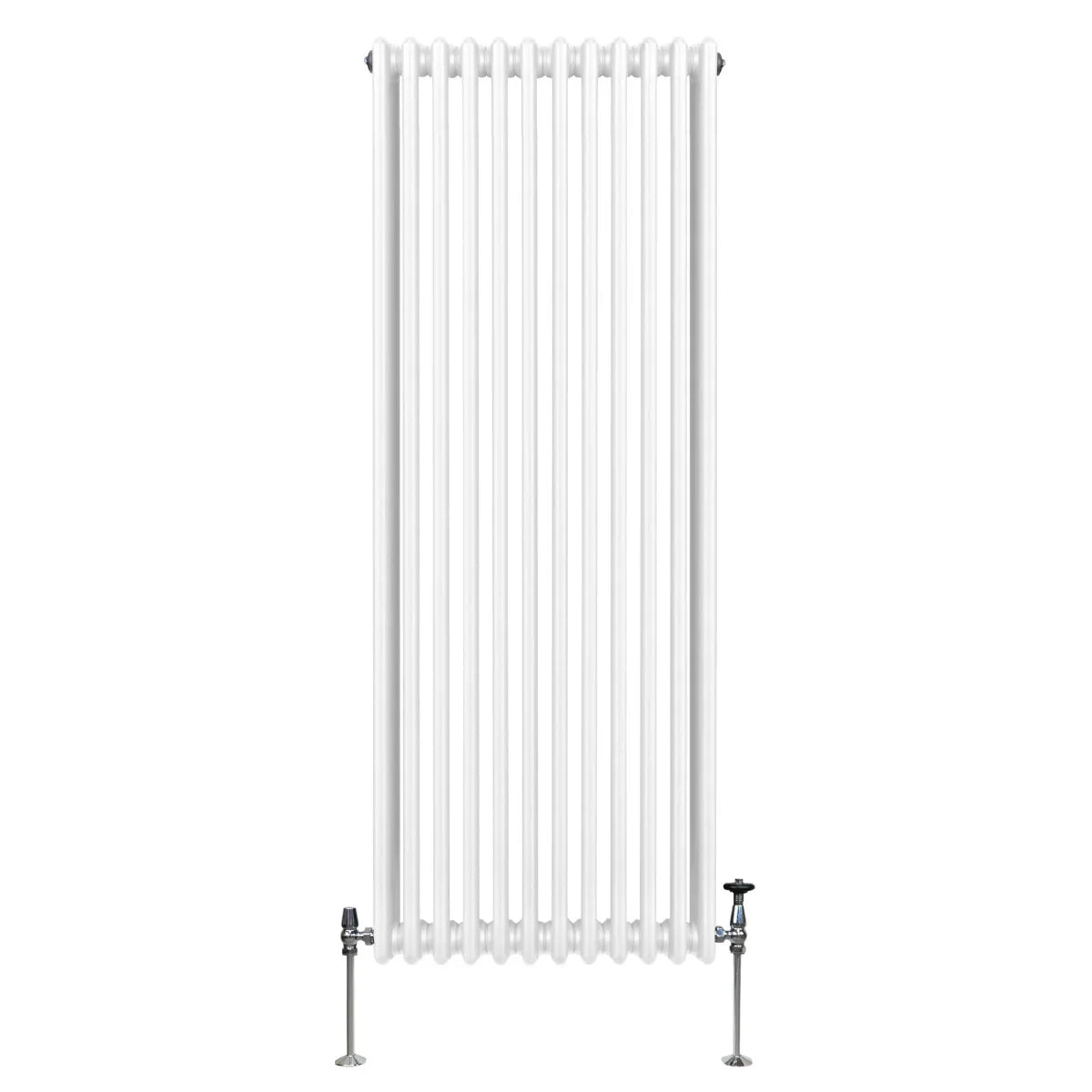 Traditional 3 column radiator in white, 1800 x 562mm, featuring a sleek vertical design with smooth, glossy finish and sturdy feet