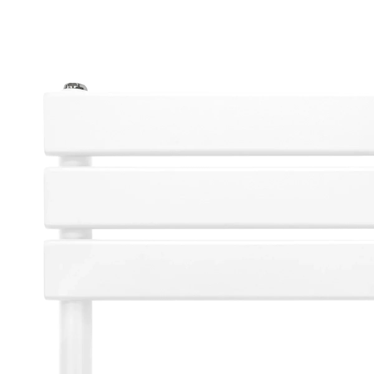 Flat panel towel radiator in sleek white finish, featuring a minimalist design with smooth lines and a modern aesthetic