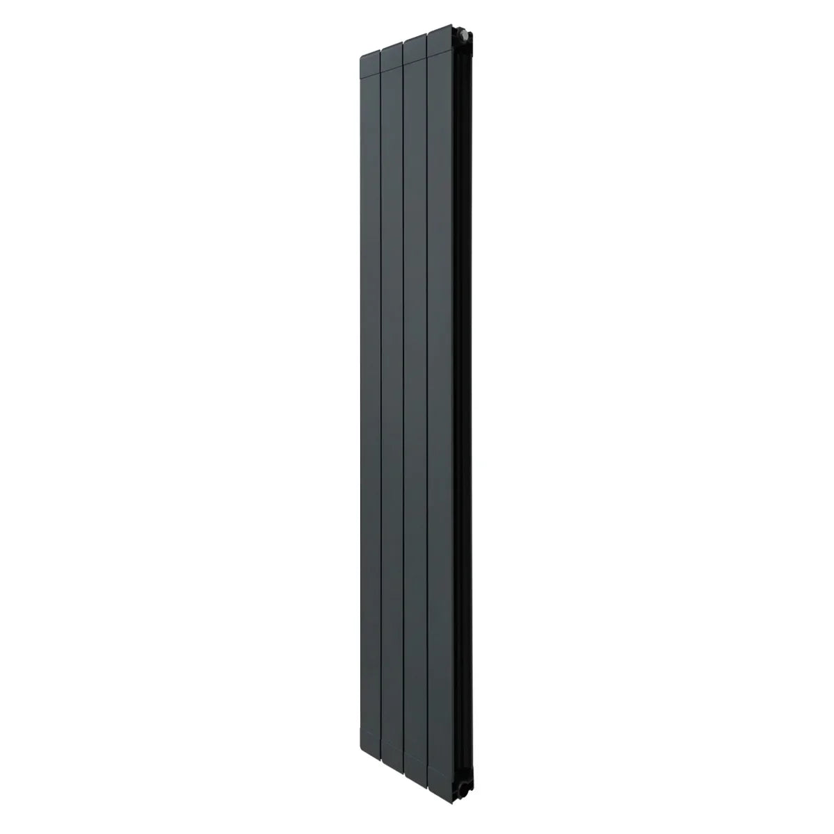 Aluminium radiator in anthracite grey, 1800mm x 315mm, featuring a sleek, vertical design with smooth, modern lines and a matte finish