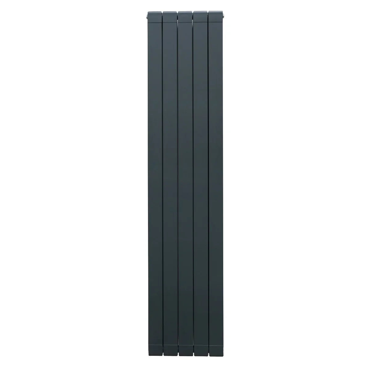 Tall anthracite grey aluminium radiator, 1800mm x 395mm, featuring a sleek, modern design with a smooth, matte finish and vertical panels