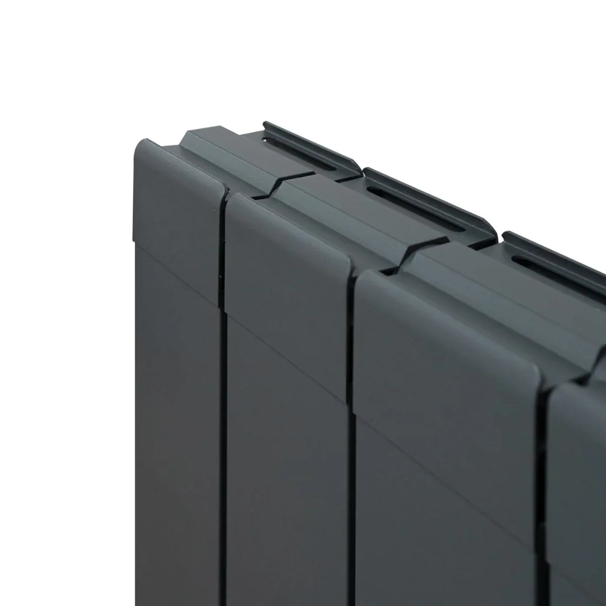 Anthracite grey aluminium radiator, 1800mm x 395mm, featuring a sleek, modern design with smooth, matte finish and clean lines