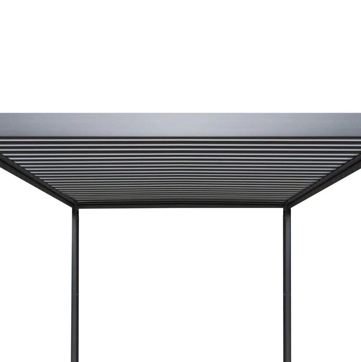 Anthracite aluminium pergola with a sleek slatted roof design, measuring 3m x 4m, ideal for outdoor shade and style