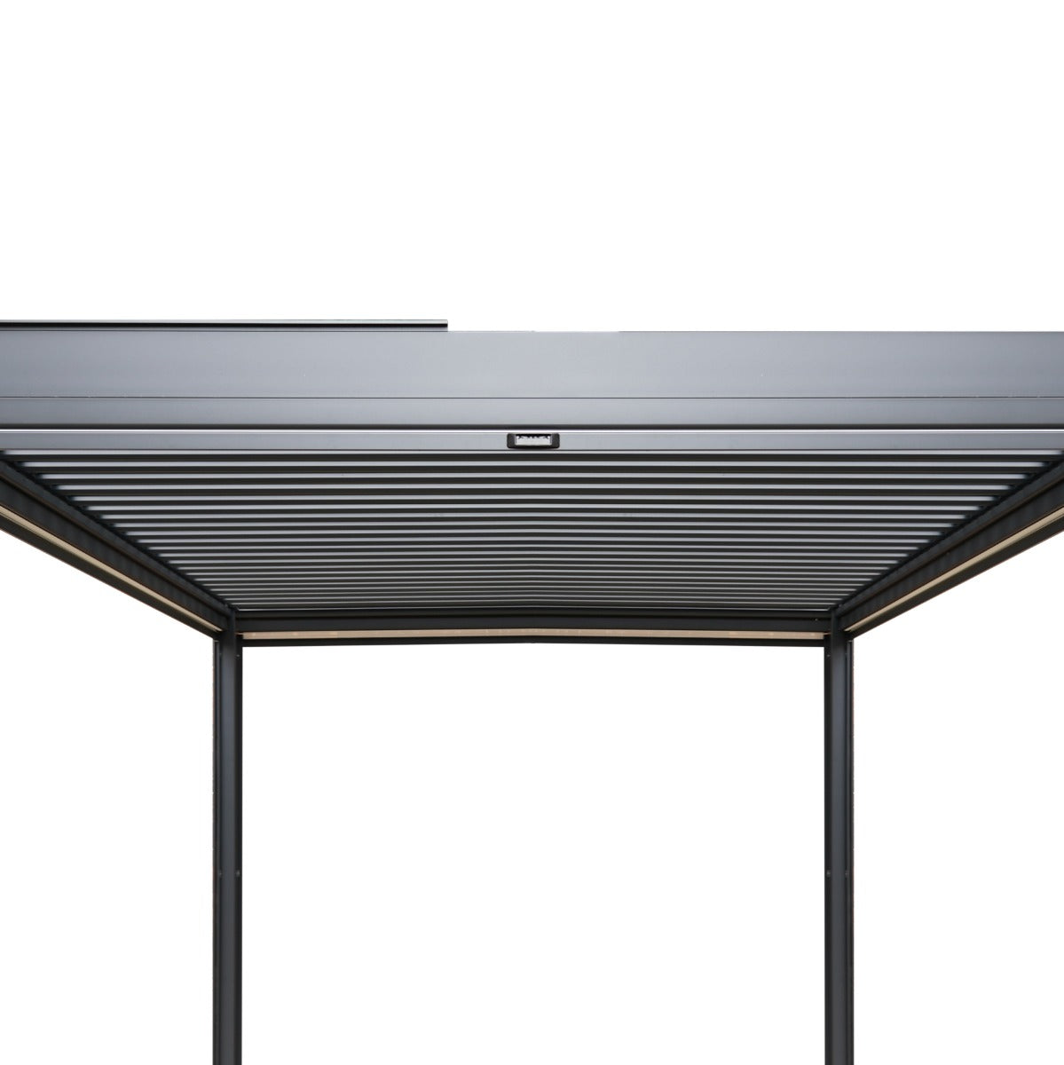 Anthracite Aluminium Pergola With White Blinds & LED Lights - 3m x 3m