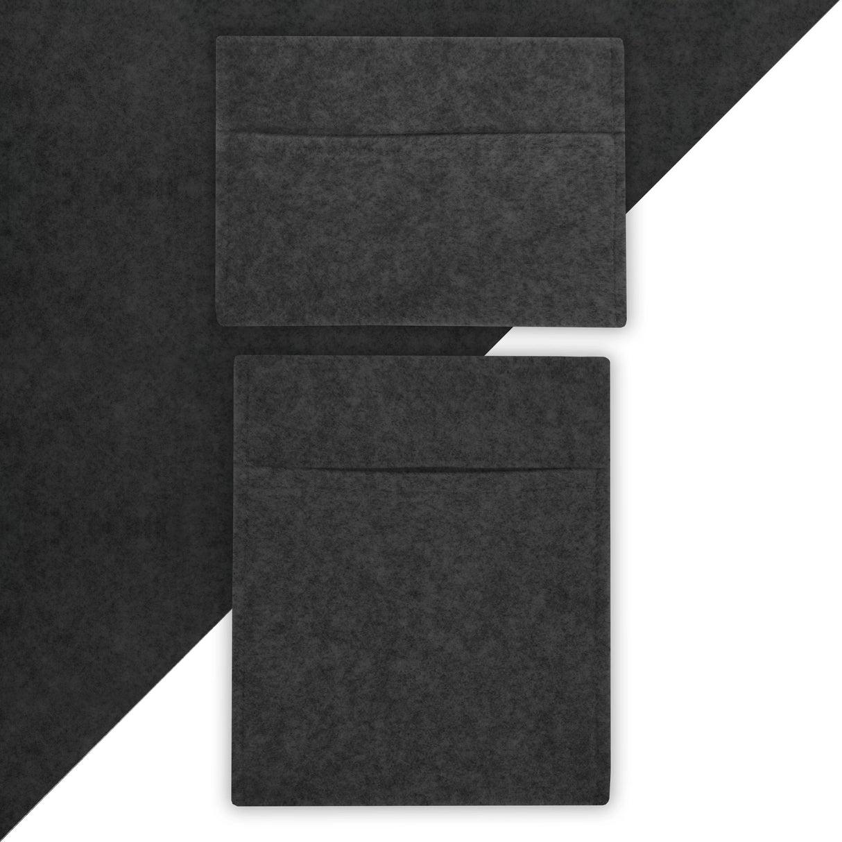 Anthracite grey van carpet lining and storage pouches, featuring a soft felt texture and practical pocket design for organized storage