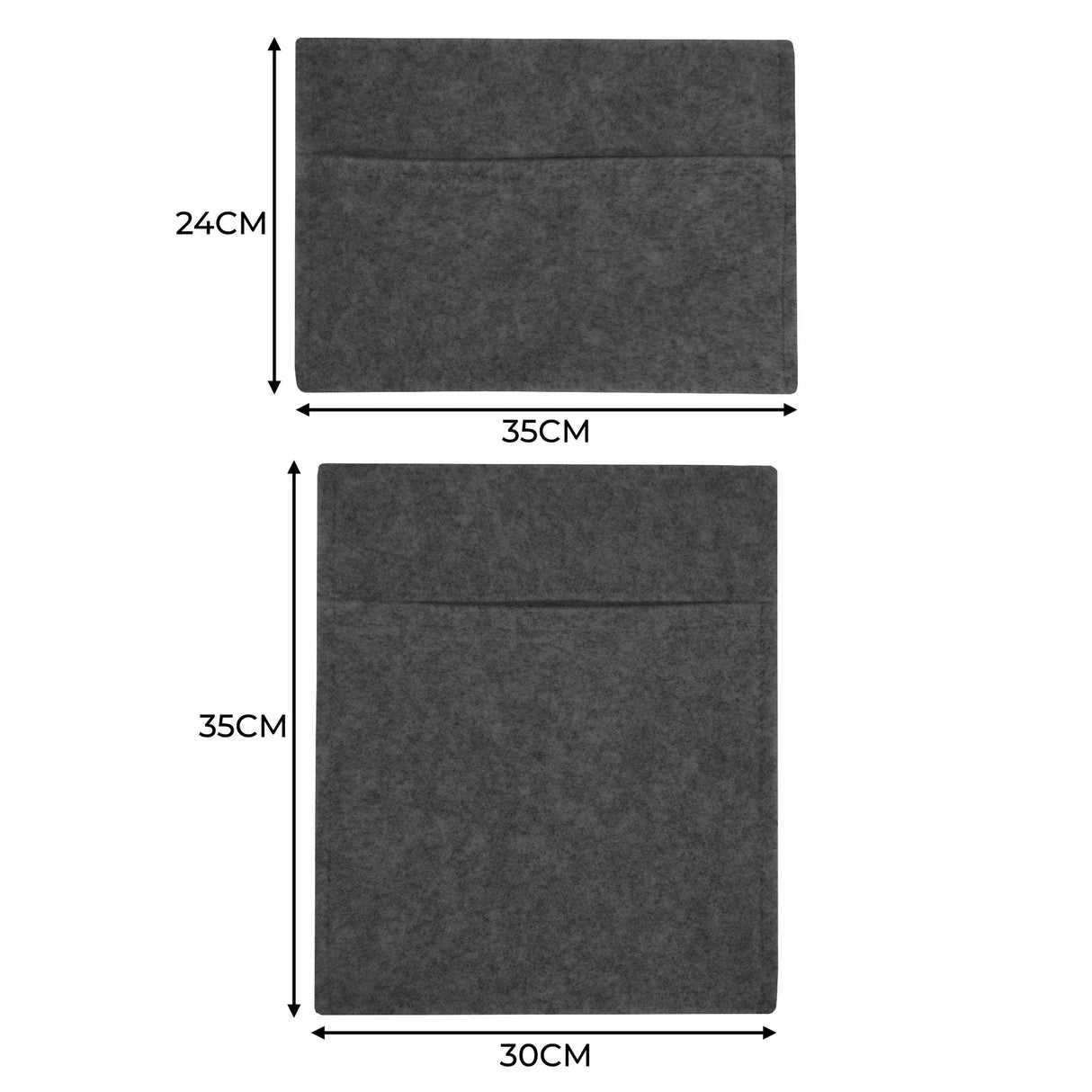 Anthracite grey van carpet lining and storage pouches, featuring a soft felt texture, with two sizes for versatile organization