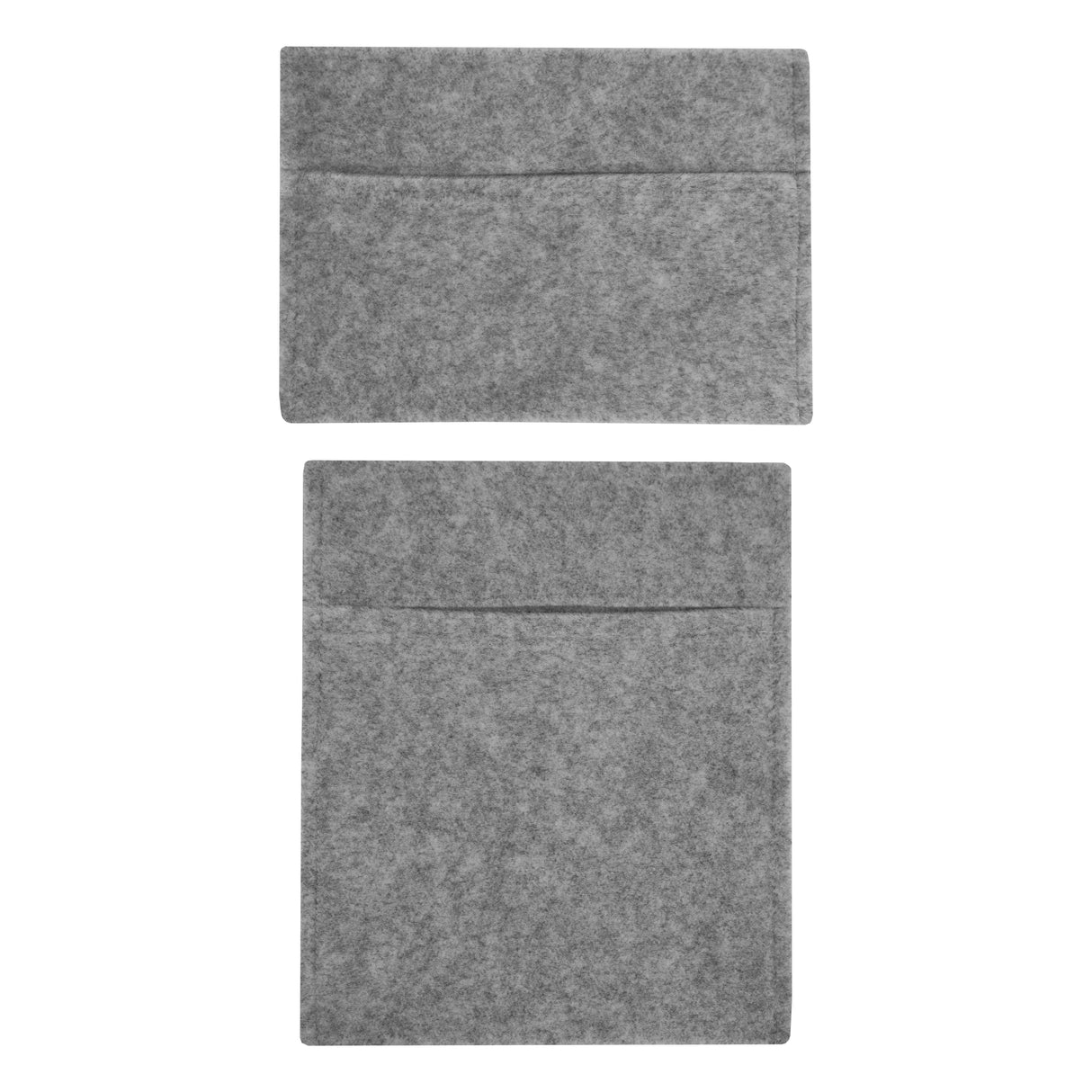 Smoke grey van carpet lining and storage pouches, featuring a soft felt texture and two spacious pockets for organization