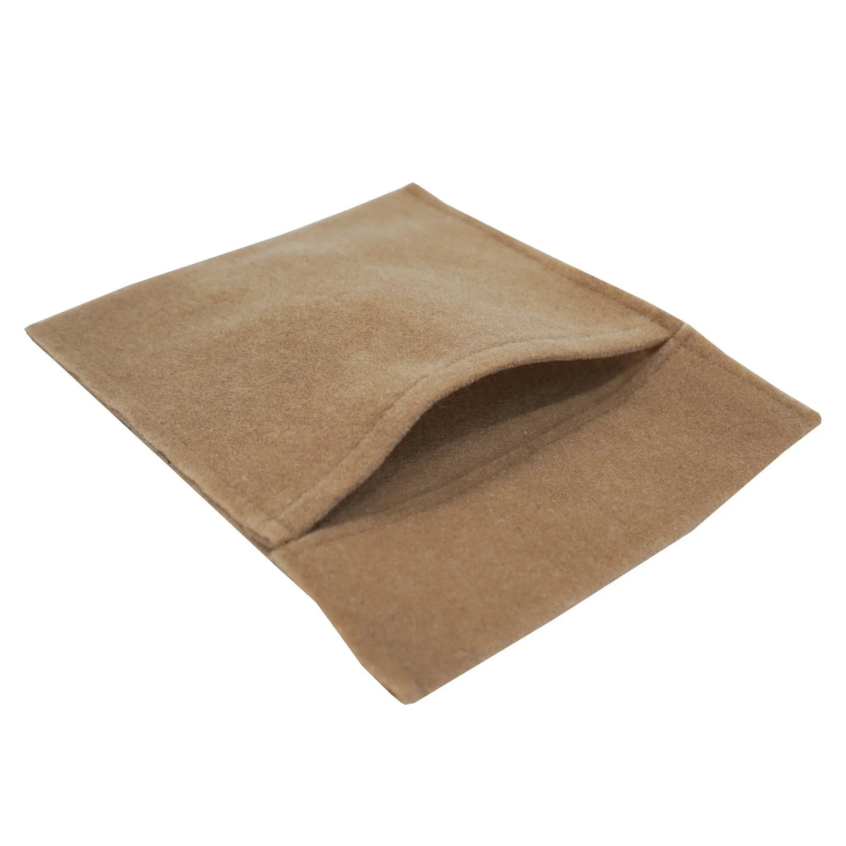 Beige van carpet lining and storage pouch featuring a soft, textured fabric with a fold-over design for easy access and organization