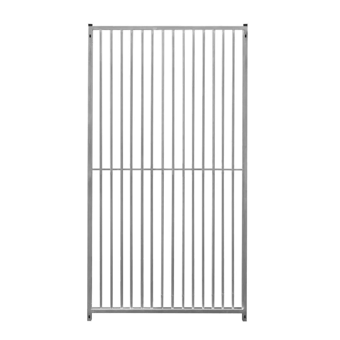 1m dog run panel with 8cm bar spacing, featuring a sturdy metal frame and vertical bars in a sleek silver finish