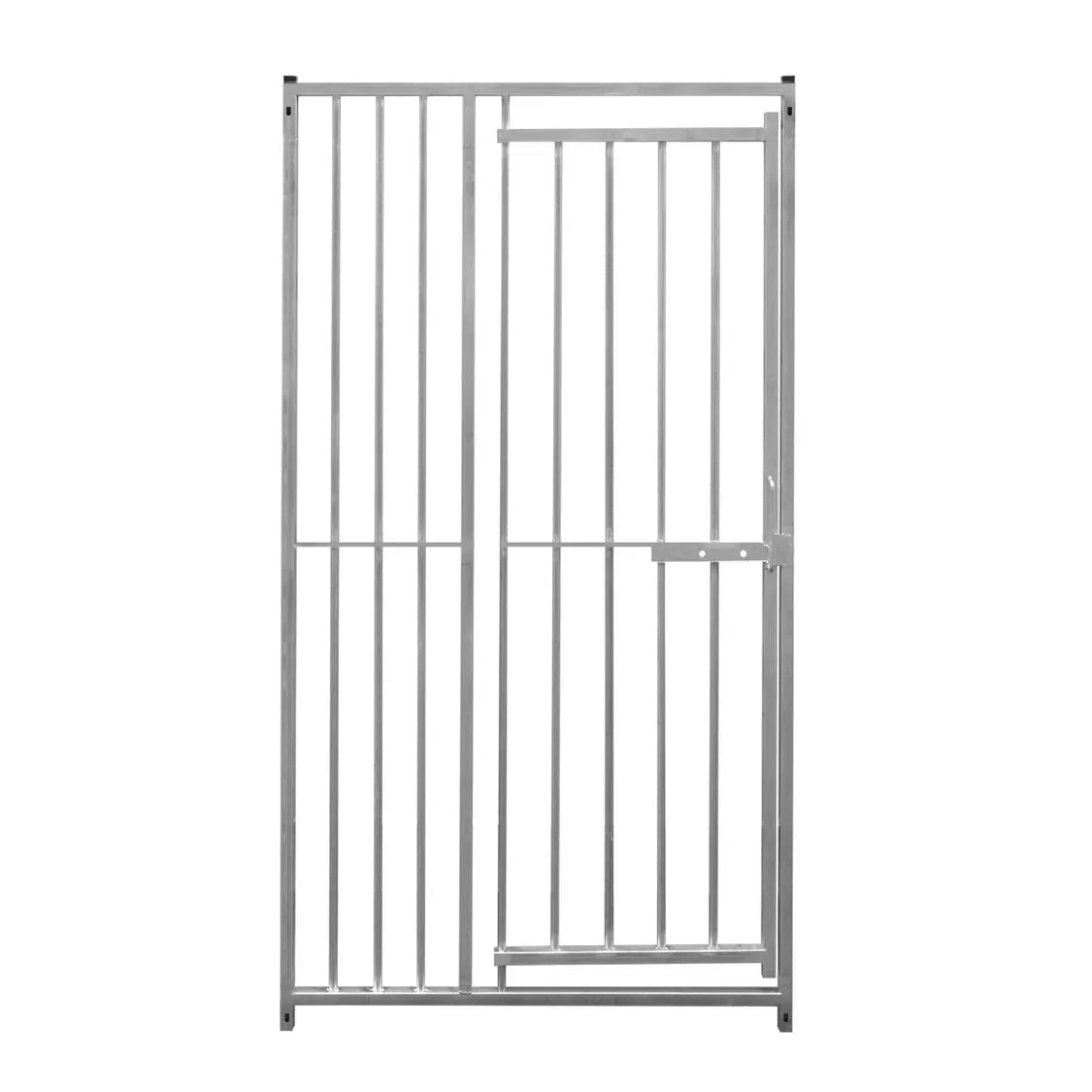 1m dog run panel with door, silver metal frame, 8cm bar spacing, sturdy design for secure pet containment