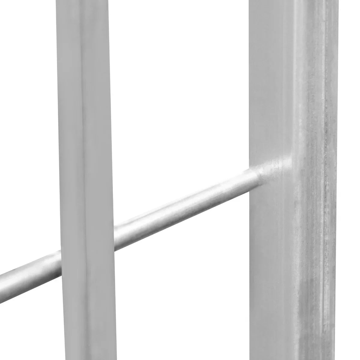 Durable 2m dog run panel featuring 8cm bar spacing, made of sturdy metal with a smooth, silver finish for outdoor use