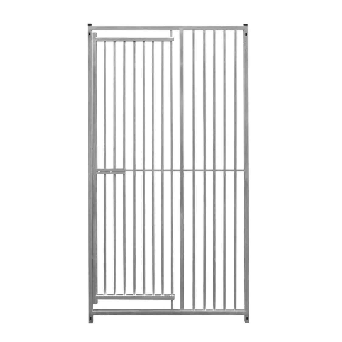 1m dog run panel with door, silver metal, 5cm bar spacing, sturdy design for secure pet containment and easy access