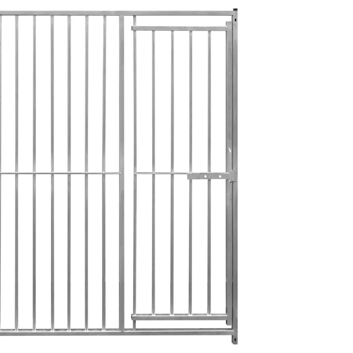 1m dog run panel with door, silver metal, 5cm bar spacing, sturdy design for secure pet containment and easy access
