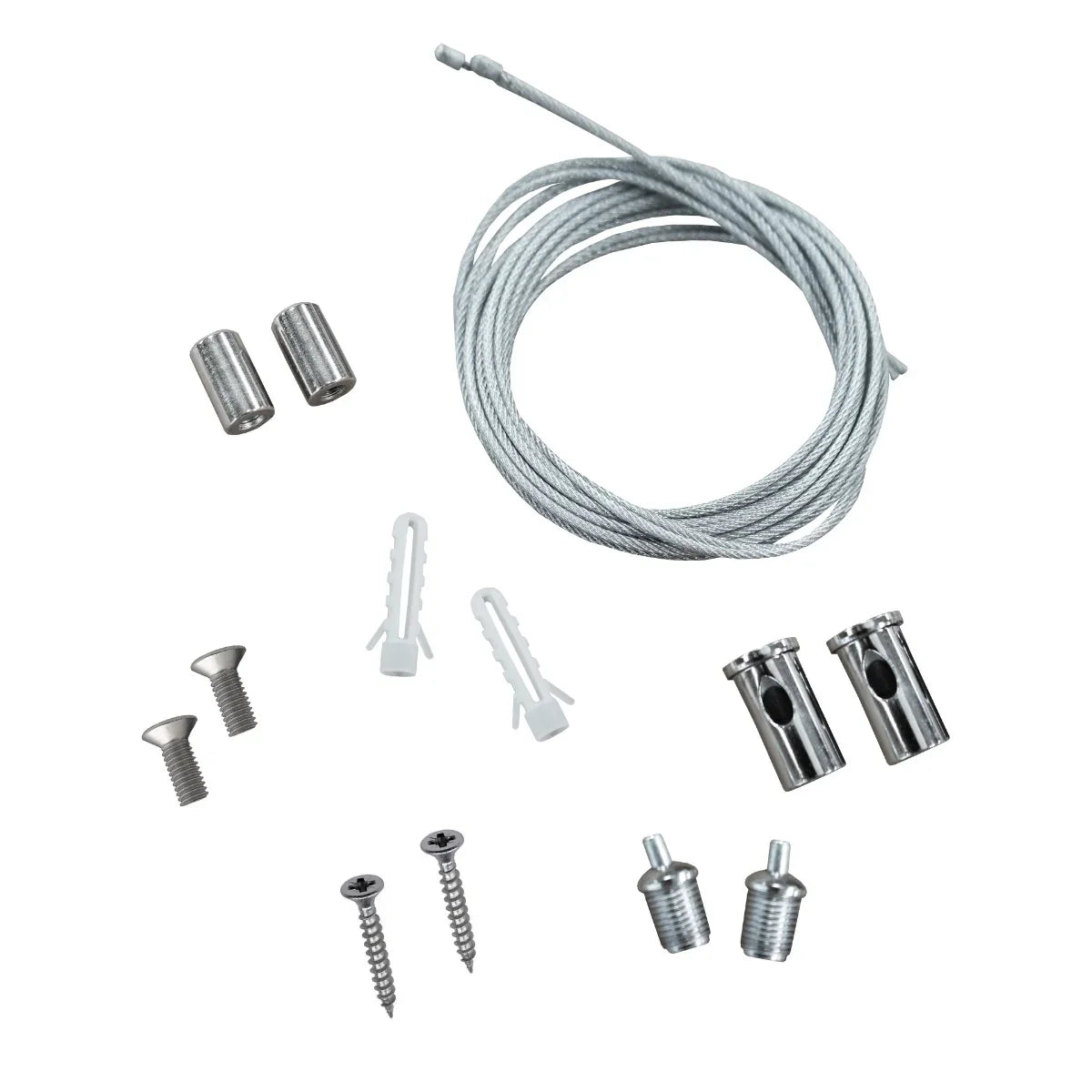 Hexagon LED Lighting mounting hardware set includes cables, screws, anchors, and connectors for easy installation and setup