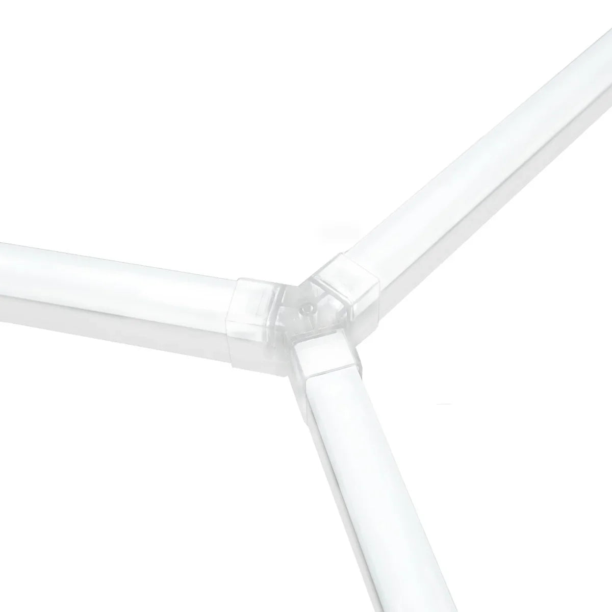 Clear plastic connector piece for Hexagon LED Lighting, showcasing smooth edges and a modern design for seamless assembly