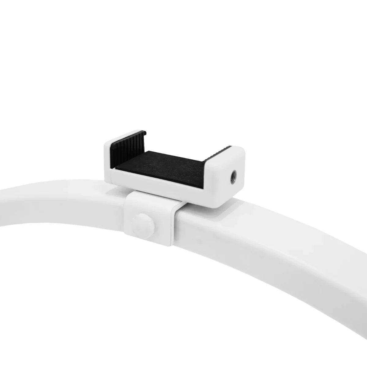 White LED Half Moon Lamp mount with a textured grip, designed for secure attachment and stability on various surfaces