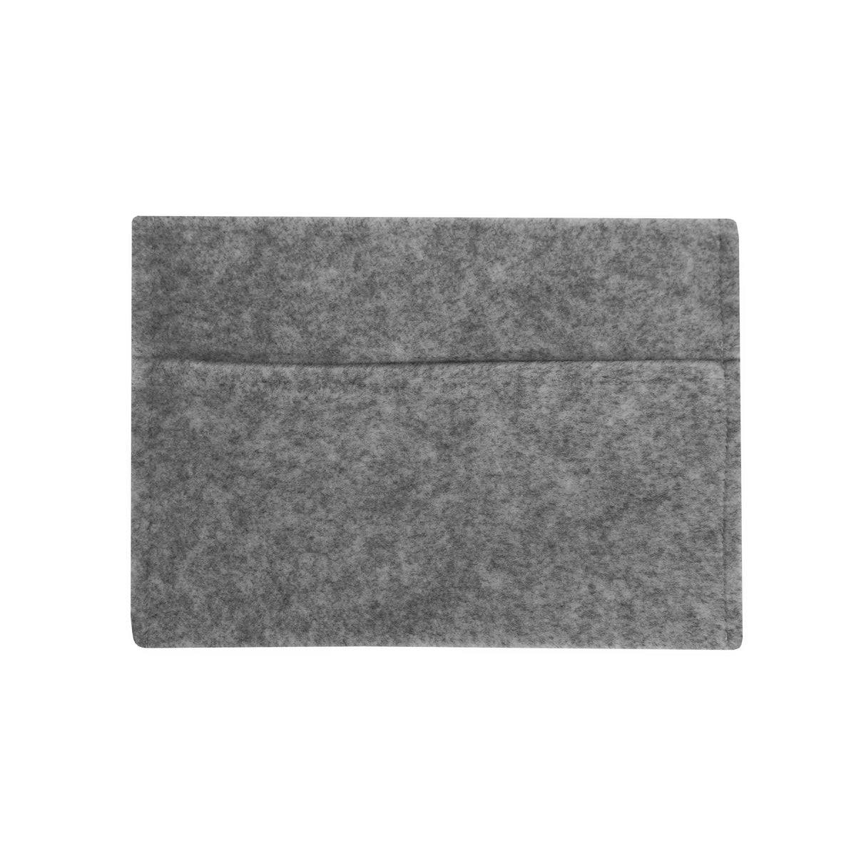 Smoke grey storage pouch made of soft felt material, featuring a sleek rectangular shape and a front pocket for easy access