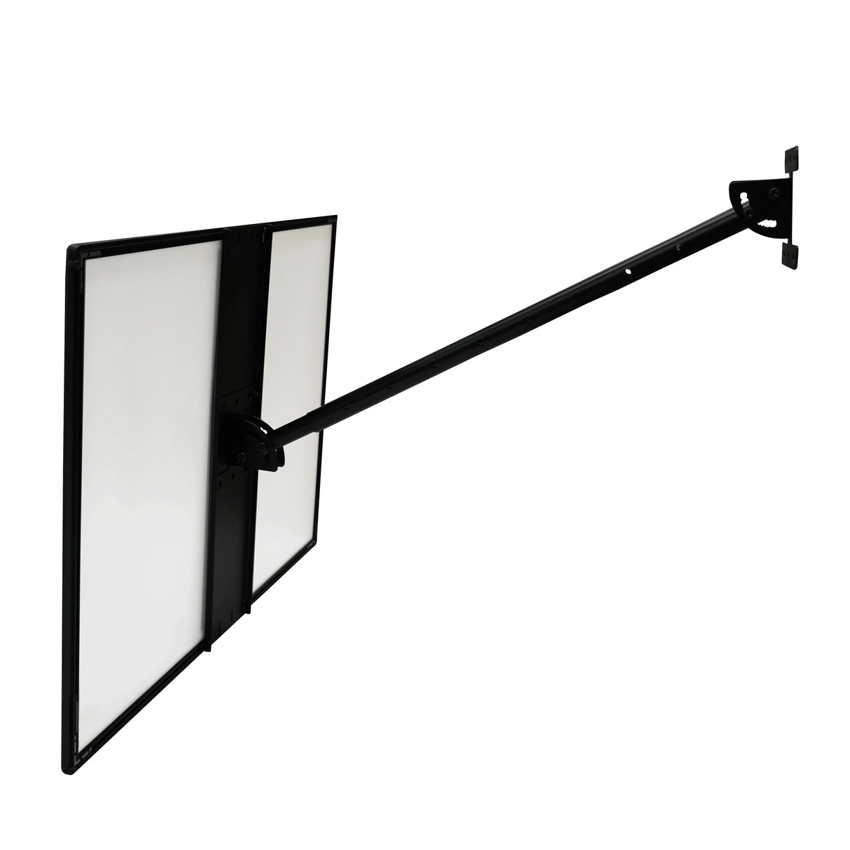 A2 LED advertising poster light box with a sleek black frame, adjustable arm, and bright white display area for vibrant signage