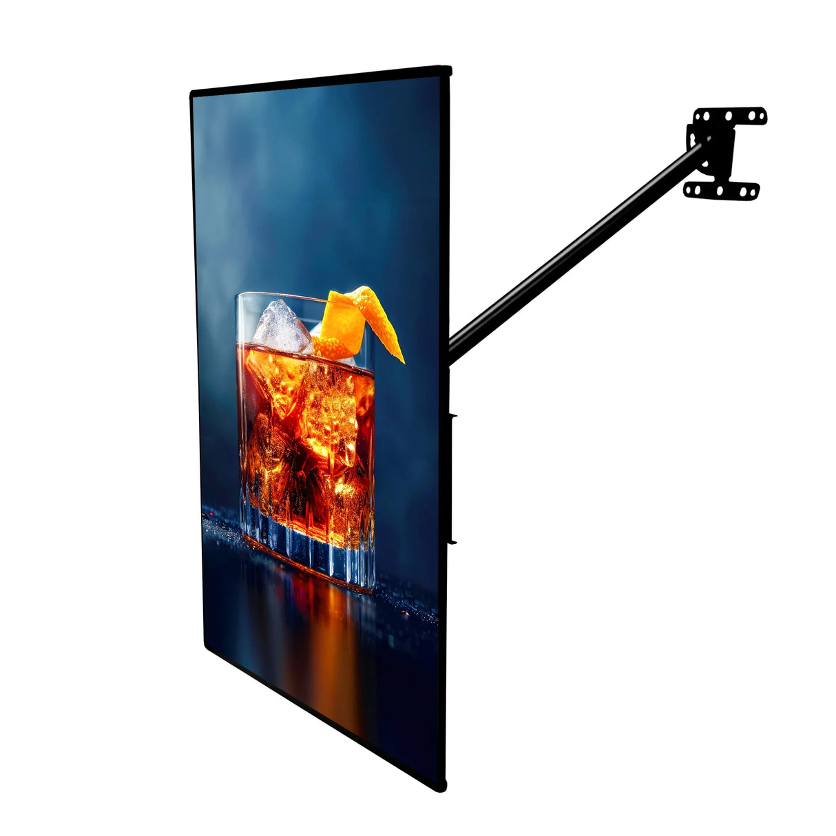 LED Advertising Poster Light Box A2 with a sleek black frame showcasing a vibrant cocktail image, ideal for bars and restaurants