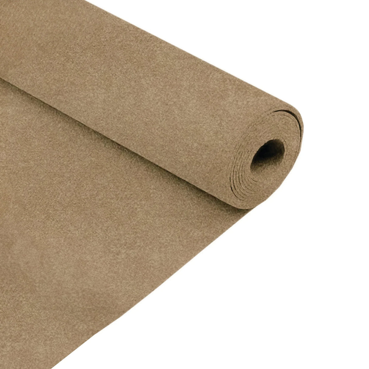 Beige van carpet lining rolled up, featuring a soft, textured surface ideal for vehicle interiors, enhancing comfort and style