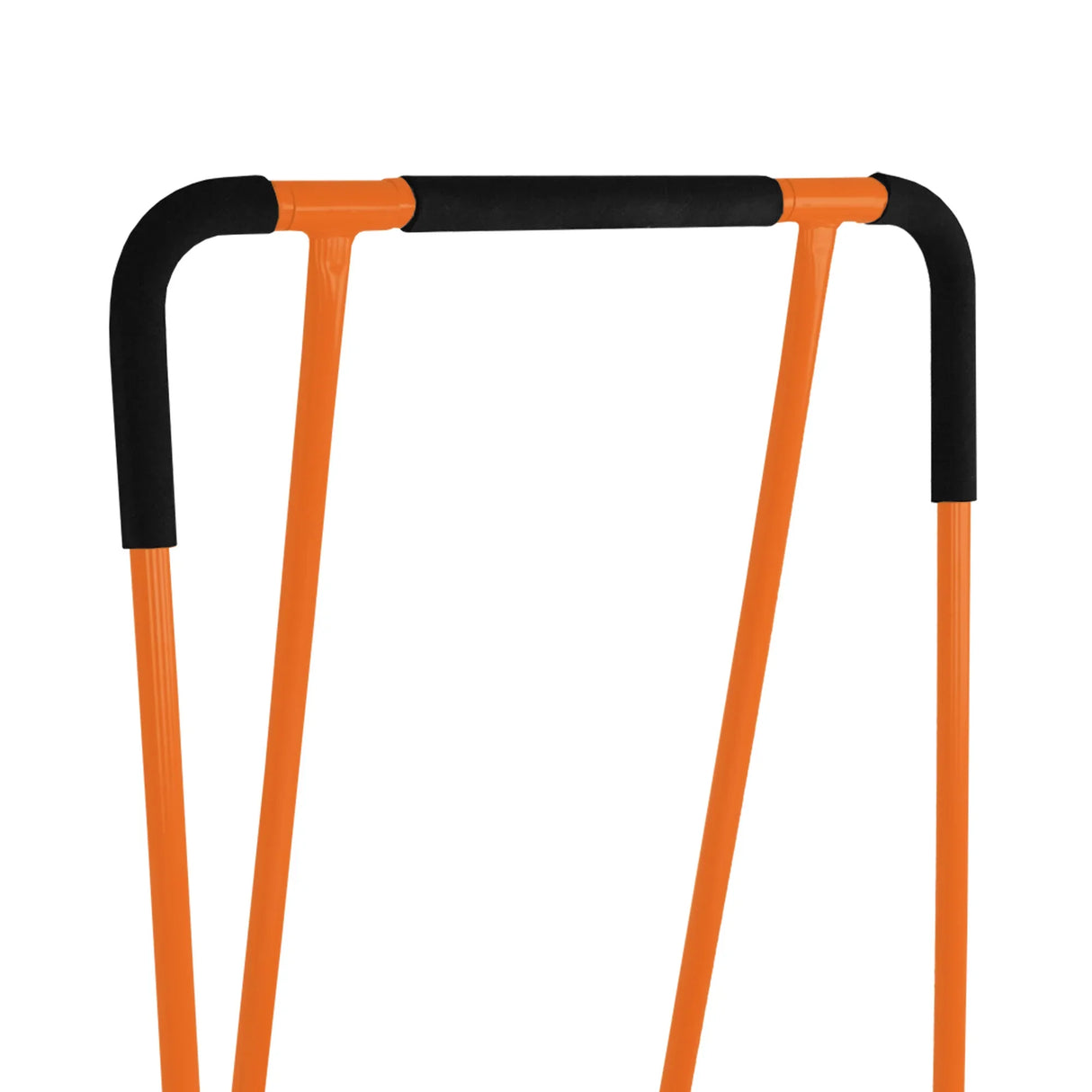 Durable orange drywall cart with black padded grips, designed for easy transport of plasterboard and construction materials